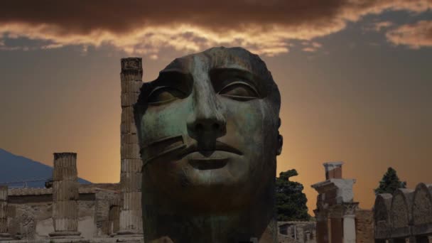 A cidade de Pompeia, destruída em 79 a.C.. a erupção do Monte Vesúvio — Vídeo de Stock