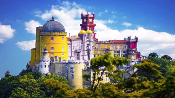 Beautiful Pena Castle in the city of Sintra, Portugal — Stock Video