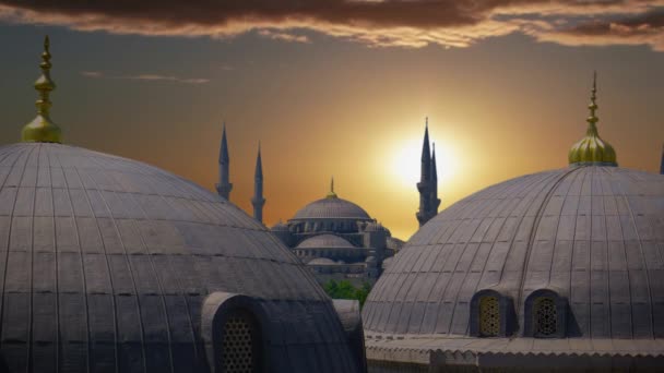 Türkiye 'nin İstanbul kentindeki ünlü mavi cami. — Stok video