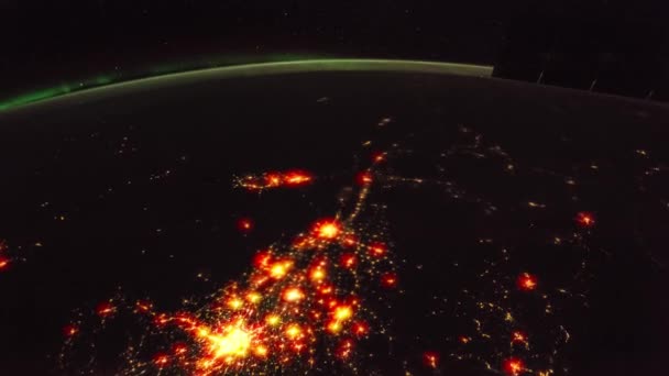 Полет Над Поверхностью Земли Снятый Космической Станции Elements Video Furnished — стоковое видео