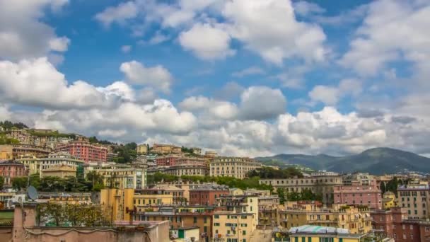 Landschap Van Prachtige Middeleeuwse Italiaanse Stad Genua — Stockvideo