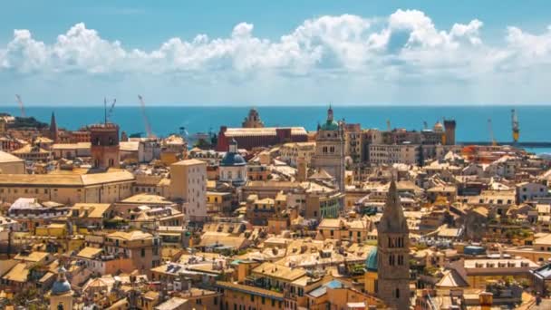 Landscape of the Beautiful Medieval Italian City of Genoa — Stock Video