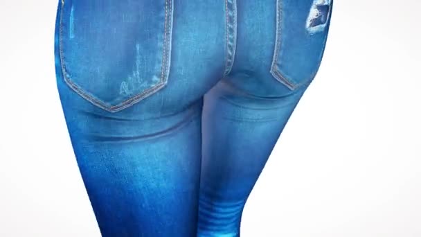 Mooie vrouwelijke kont in jeans. 3D renderen. — Stockvideo