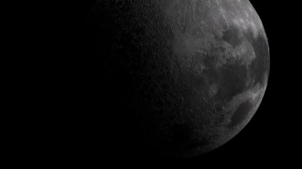 Volare sopra la superficie della luna. rendering 3d. — Video Stock