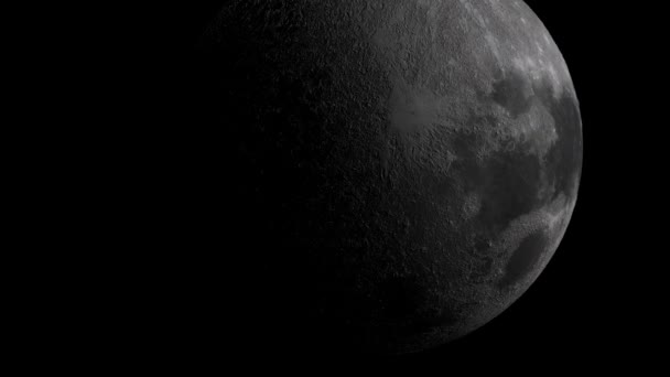 Lecąc nad powierzchnią księżyca. 3d renderowanie. — Wideo stockowe