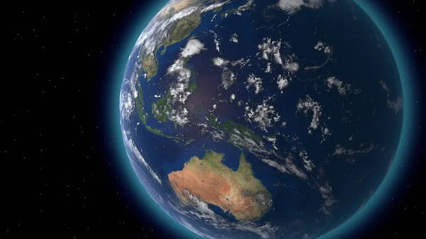 Flyger över jordens yta, 3D-rendering. — Stockfoto