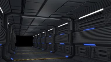 uzay istasyonunun koridorboyunca hareket.