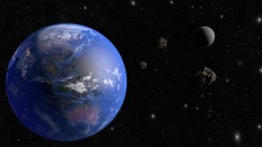 Bir asteroit dünyaya uçar. 3d render