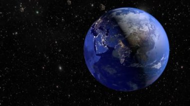 Bir asteroit dünyaya uçar. 3d render