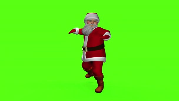 Merry Santa Claus in a red suit is dancing. 3 d rendering on a green screen — Stock Video