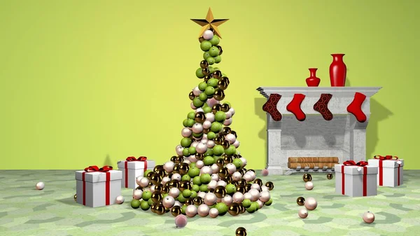 Hermoso árbol de Navidad animado. Representación 3D, animación — Foto de Stock