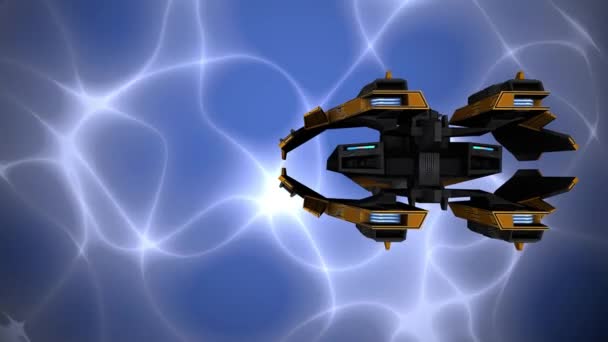 신비 한 성운과 우주 비행. 3D 렌더링 — 비디오