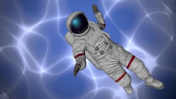 El astronauta cae en una misteriosa nebulosa. Renderizado 3D — Vídeo de stock