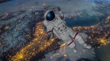 Astronot Dünya 'ya çarpıyor. 3d oluşturma