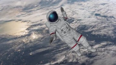 Astronot Dünya 'ya çarpıyor. Nasa tarafından döşenmiş bu videonun elementleri. 3d oluşturma