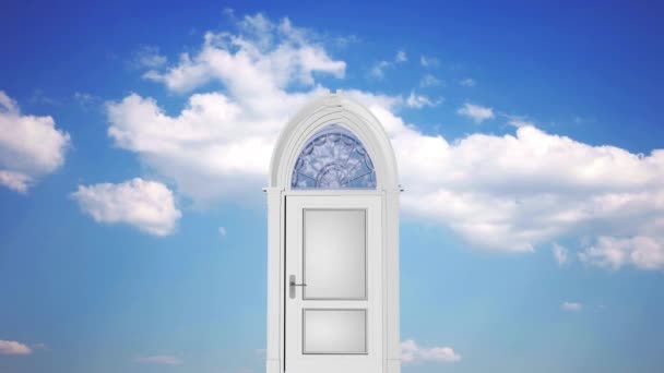 Allegory Door Sky Opens — Stock Video