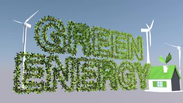 Begreppet grön produktion och energianvändning. 3D-rendering — Stockvideo