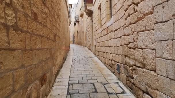 Spaziergang Der Altstadt Von Mdina Malta — Stockvideo