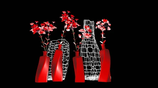 Vase Flowers Dark Background Interior Design Rendering — Stock Photo, Image