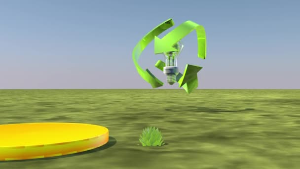 緑の生産とエネルギーの使用の概念 3Dレンダリング — ストック動画