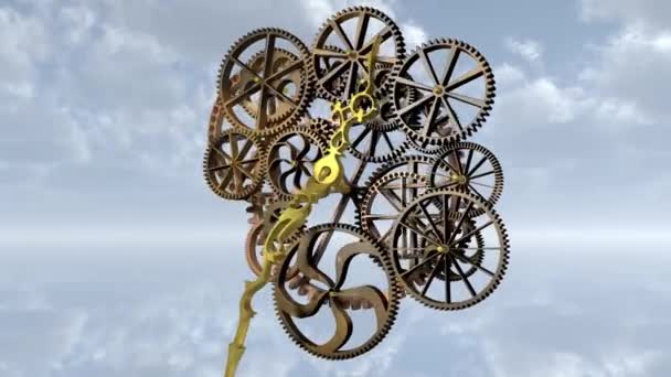Vintage Clockwork Concept Endless Movement Rendering — Stock Video