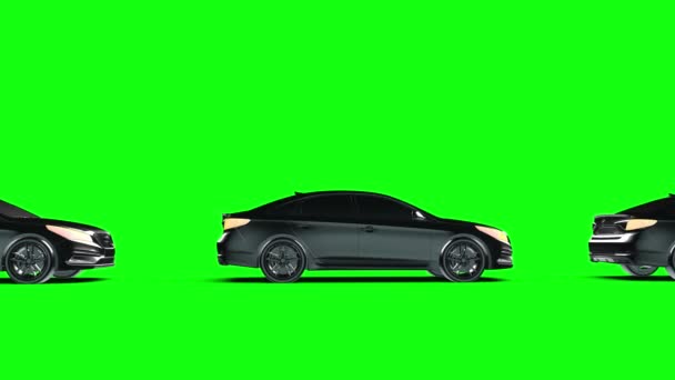 Индивидуальность Транспортер Легковых Автомобилей Зеленом Экране Рендеринг — стоковое видео