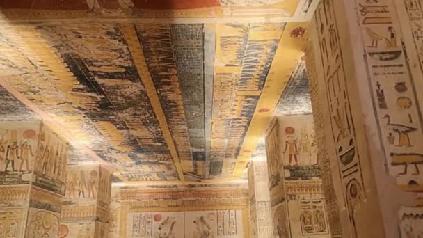 KV9, Kings Valley No. 9, Memnon sírja, a 20. dinasztia fáraóinak sírja: V. és VI. Ramszesz. — Stock videók