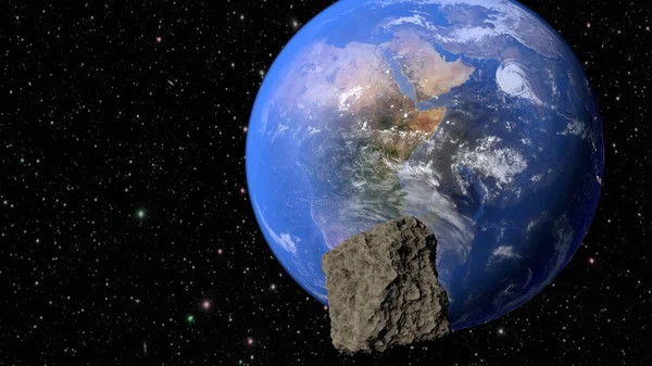 Föld Bolygó Afrika Kontinens Meteorit Repül Oda Renderelés — Stock Fotó