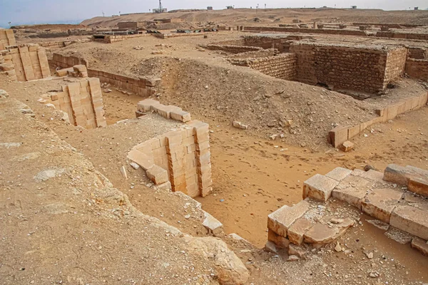 Oude Ruïnes Buurt Van Piramide Van Joseph Eerste Piramide Sahara — Stockfoto