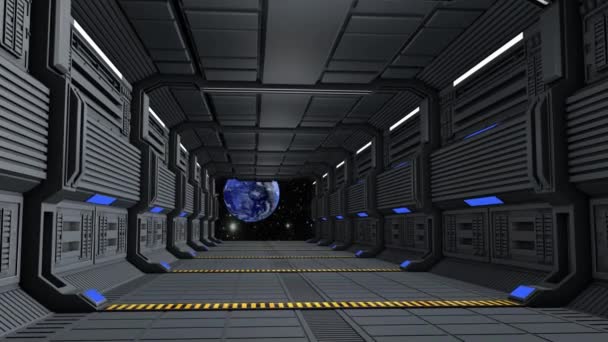 空间站走廊和太空行走。3D渲染 — 图库视频影像