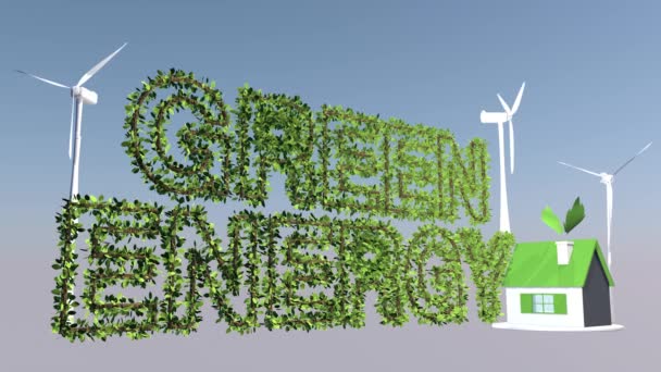 A zöld energiatermelés és -felhasználás fogalma. 3D renderelés — Stock videók