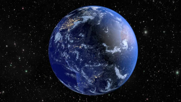 Planet Earth Radiance Cities America Rendering — Stock Photo, Image