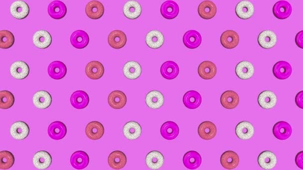 Animação colorida abstrata, fundo de donuts brilhantes. Renderização 3D — Vídeo de Stock