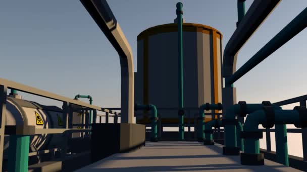 Équipement et tuyauterie de l'usine de traitement. rendu 3D — Video