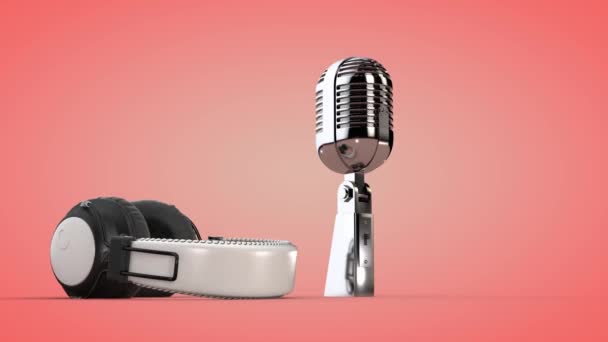 Słuchawki Studyjne Mikrofon Renderowanie — Wideo stockowe