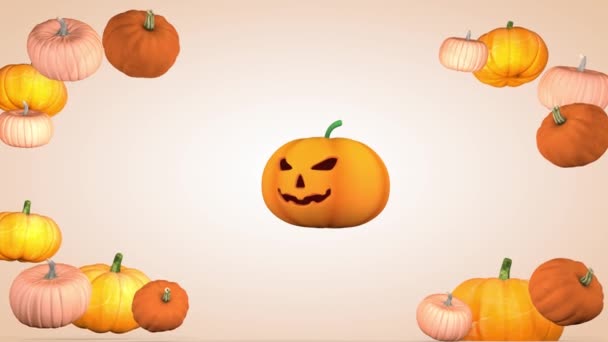 Concetto Festa Halloween Sfondo Con Zucche Rendering — Video Stock