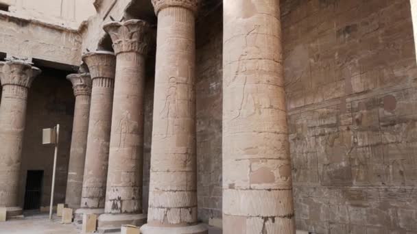 Руины Древнего Храма Гора Эдфу Египет — стоковое видео