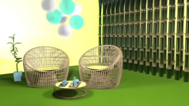 Meubles Design Bambou Table Thé Rendu — Video