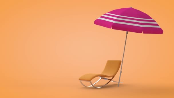 Krzesło Parasol Plażowy Tle Piasku Renderowanie — Wideo stockowe