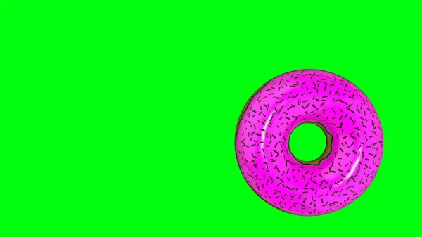 Spinning Donut Auf Grünem Hintergrund Rendering — Stockfoto