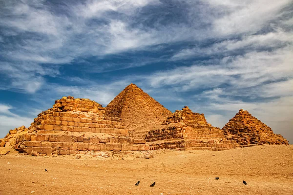 Mycerinus Menkaura Pyramids Queens Menkaurev Giza Egypt — 스톡 사진