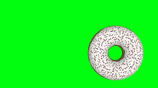 Обертаючи Пончик Зеленому Тлі Візуалізація — стокове фото