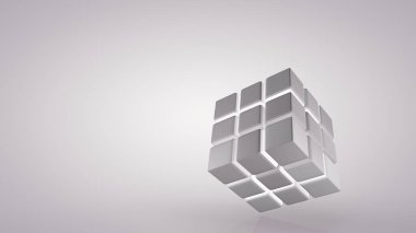 Küpün bir açıyla döndürülmesi, ışık arka planında izole edilmiş. 3B görüntüleme.