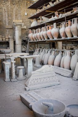 Eski İtalyan şehri Pompeii 'nin kalıntıları..