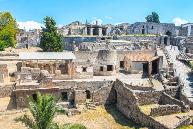 Eski İtalyan şehri Pompeii 'nin kalıntıları..