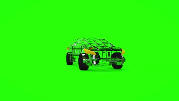 Modern passenger car on a green screen. 3D rendering — Stock Video