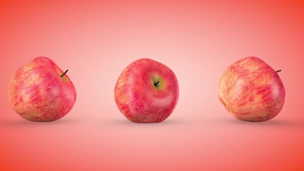 Érett vörös alma, végtelen mozgás. 3D renderelés — Stock videók