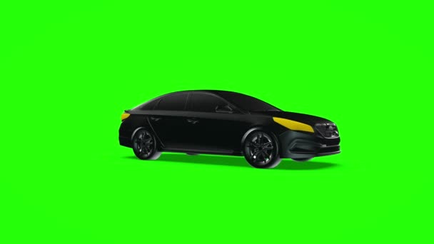 Modern passenger car on a green screen. 3D rendering — Stock Video