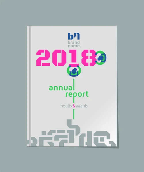 封面设计手册 年度报告模板 顶视图工作人员关闭 矢量插图 — 图库矢量图片
