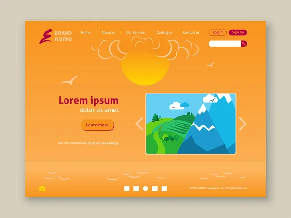 Travel Business Website Template Design Easy Editable Sun Rise Concept — Stock Vector